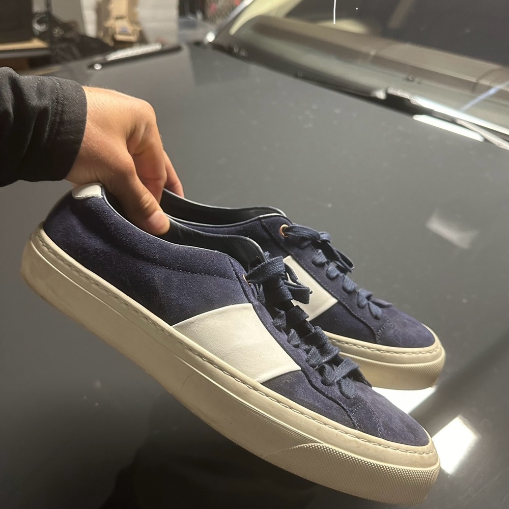 Good Man Brand Legacy Lo Top Sneakers Navy Blue White Suede Lace Up